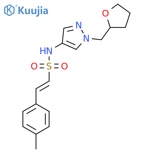 2-(4-methylphenyl)-N-{1-[(oxolan-2-yl)methyl]-1H-pyrazol-4-yl}ethene-1-sulfonamide structure