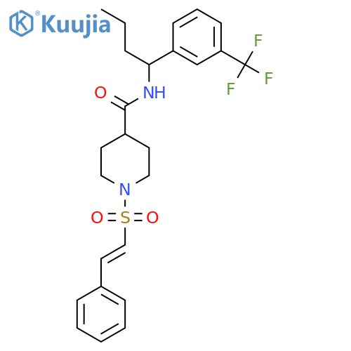 1-(2-phenylethenesulfonyl)-N-{1-[3-(trifluoromethyl)phenyl]butyl}piperidine-4-carboxamide structure