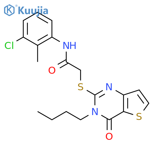 2-({3-butyl-4-oxo-3H,4H-thieno[3,2-d]pyrimidin-2-yl}sulfanyl)-N-(3-chloro-2-methylphenyl)acetamide structure