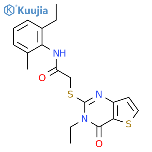 2-({3-ethyl-4-oxo-3H,4H-thieno[3,2-d]pyrimidin-2-yl}sulfanyl)-N-(2-ethyl-6-methylphenyl)acetamide structure