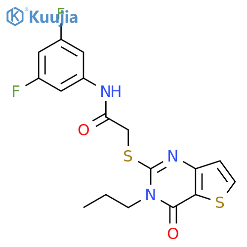 N-(3,5-difluorophenyl)-2-({4-oxo-3-propyl-3H,4H-thieno[3,2-d]pyrimidin-2-yl}sulfanyl)acetamide structure