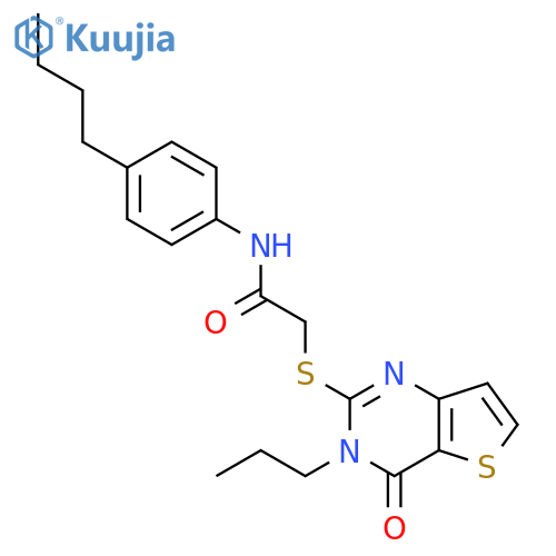 N-(4-butylphenyl)-2-({4-oxo-3-propyl-3H,4H-thieno[3,2-d]pyrimidin-2-yl}sulfanyl)acetamide structure