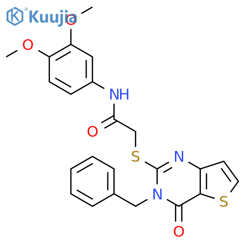 2-({3-benzyl-4-oxo-3H,4H-thieno[3,2-d]pyrimidin-2-yl}sulfanyl)-N-(3,4-dimethoxyphenyl)acetamide structure