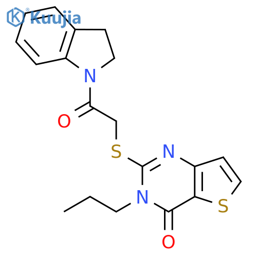 2-{[2-(2,3-dihydro-1H-indol-1-yl)-2-oxoethyl]sulfanyl}-3-propyl-3H,4H-thieno[3,2-d]pyrimidin-4-one structure