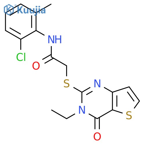 N-(2-chloro-6-methylphenyl)-2-({3-ethyl-4-oxo-3H,4H-thieno[3,2-d]pyrimidin-2-yl}sulfanyl)acetamide structure