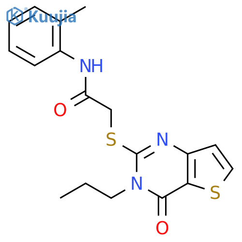 N-(2-methylphenyl)-2-({4-oxo-3-propyl-3H,4H-thieno[3,2-d]pyrimidin-2-yl}sulfanyl)acetamide structure
