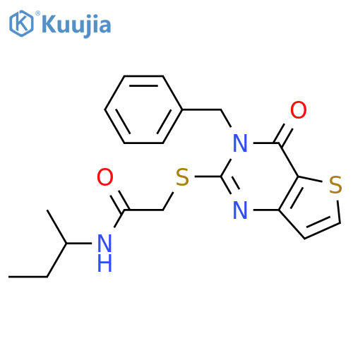 2-({3-benzyl-4-oxo-3H,4H-thieno[3,2-d]pyrimidin-2-yl}sulfanyl)-N-(butan-2-yl)acetamide structure