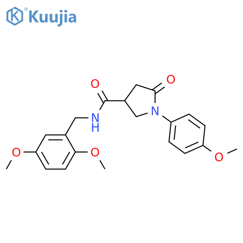 N-[(2,5-dimethoxyphenyl)methyl]-1-(4-methoxyphenyl)-5-oxopyrrolidine-3-carboxamide structure