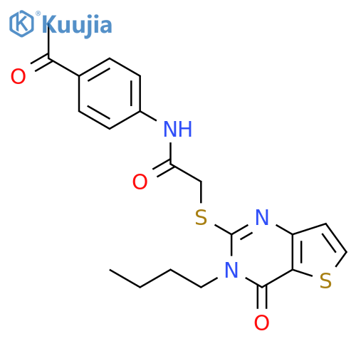 N-(4-acetylphenyl)-2-({3-butyl-4-oxo-3H,4H-thieno[3,2-d]pyrimidin-2-yl}sulfanyl)acetamide structure