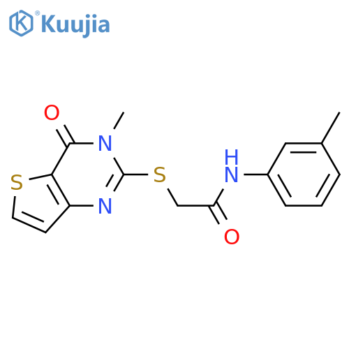 2-({3-methyl-4-oxo-3H,4H-thieno[3,2-d]pyrimidin-2-yl}sulfanyl)-N-(3-methylphenyl)acetamide structure