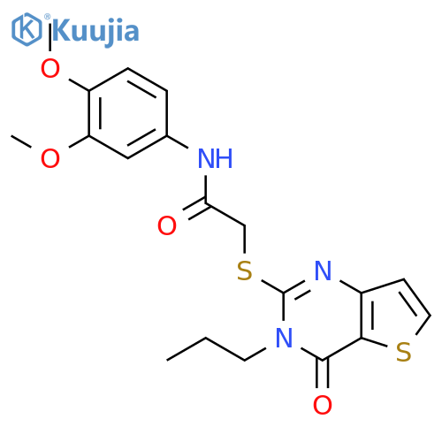 N-(3,4-dimethoxyphenyl)-2-({4-oxo-3-propyl-3H,4H-thieno[3,2-d]pyrimidin-2-yl}sulfanyl)acetamide structure