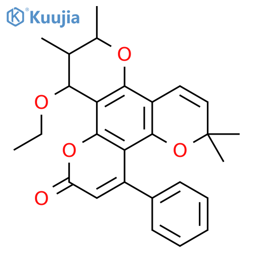 (10R,11S,12R)-12-ethoxy-11,12-dihydro-6,6,10,11-tetramethyl-4-phenyl-2H,6H,10H-dipyrano[2,3-f:2',3'-h]chromen-2-one structure