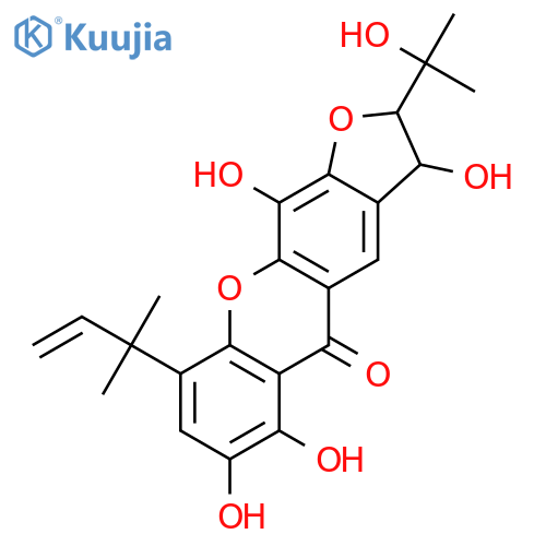 9-(1,1-dimethylprop-2-en-1-yl)-3,6,7,11-tetrahydroxy-2-(1-hydroxy-1-methylethyl)-2,3-dihydro-5H-furo[3,2-b]xanthen-5-one structure