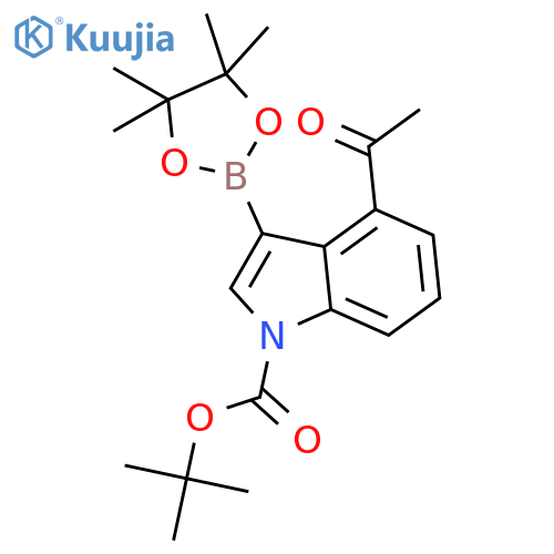 1-BOC-4-(methylcarbonyl)indole-3-boronic acid, pinacol ester structure