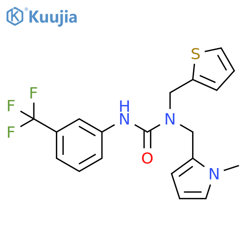 3-(1-methyl-1H-pyrrol-2-yl)methyl-3-(thiophen-2-yl)methyl-1-3-(trifluoromethyl)phenylurea structure