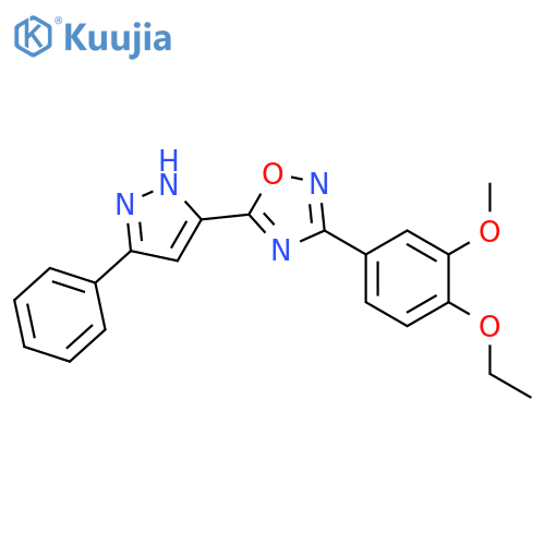 3-(4-ethoxy-3-methoxyphenyl)-5-(3-phenyl-1H-pyrazol-5-yl)-1,2,4-oxadiazole structure