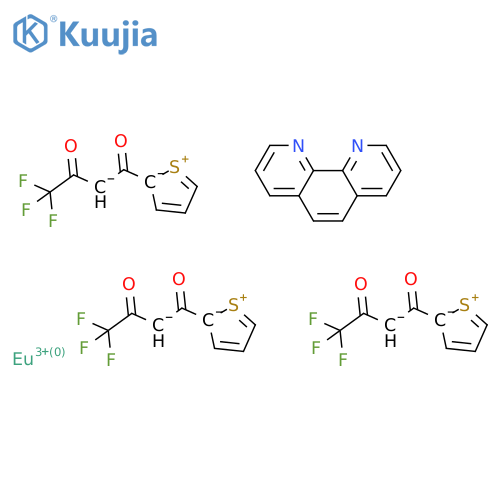Europium(3+);1,10-phenanthroline;4,4,4-trifluoro-1-thiophen-1-ium-2-id-2-ylbutane-1,3-dione structure