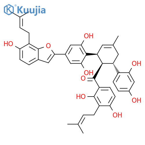 Methanone, [(1R,2S,6S)-2-[2,6-dihydroxy-4-[6-hydroxy-7-(3-methyl-2-buten-1-yl)-2-benzofuranyl]phenyl]-6-(2,4-dihydroxyphenyl)-4-methyl-3-cyclohexen-1-yl][2,4-dihydroxy-3-(3-methyl-2-buten-1-yl)phenyl]- structure