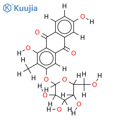 1-Hydroxy-2-methyl-3-beta-D-glucopyranosyloxy-6-hydroxy-9,10-anthraquinone structure