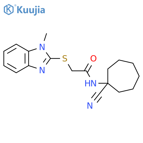 N-(1-cyanocycloheptyl)-2-[(1-methyl-1H-1,3-benzodiazol-2-yl)sulfanyl]acetamide structure