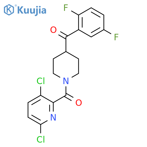 3,6-Dichloro-2-[4-(2,5-difluorobenzoyl)piperidine-1-carbonyl]pyridine structure