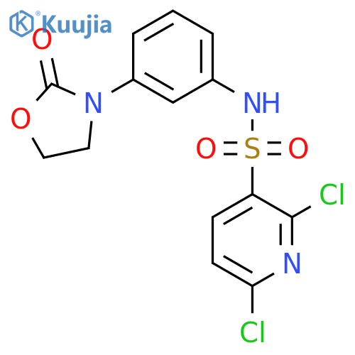 2,6-dichloro-N-[3-(2-oxo-1,3-oxazolidin-3-yl)phenyl]pyridine-3-sulfonamide structure