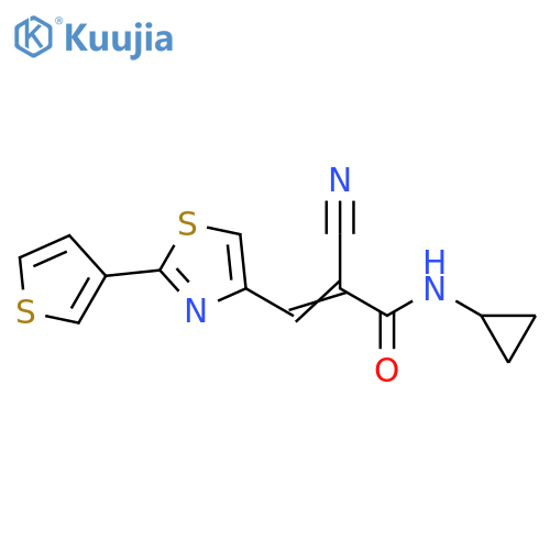 2-cyano-N-cyclopropyl-3-2-(thiophen-3-yl)-1,3-thiazol-4-ylprop-2-enamide structure