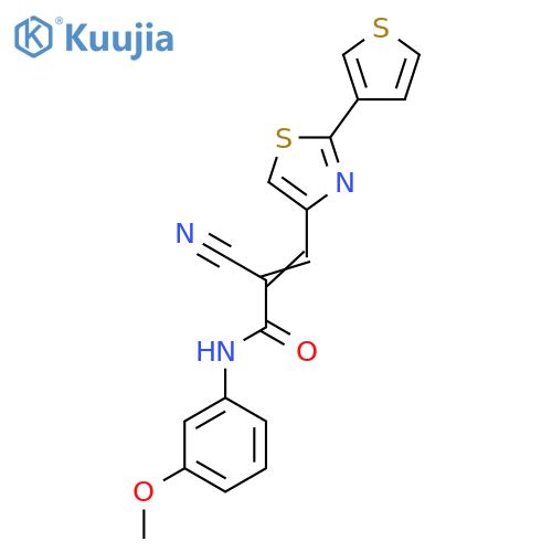 2-cyano-N-(3-methoxyphenyl)-3-[2-(thiophen-3-yl)-1,3-thiazol-4-yl]prop-2-enamide structure