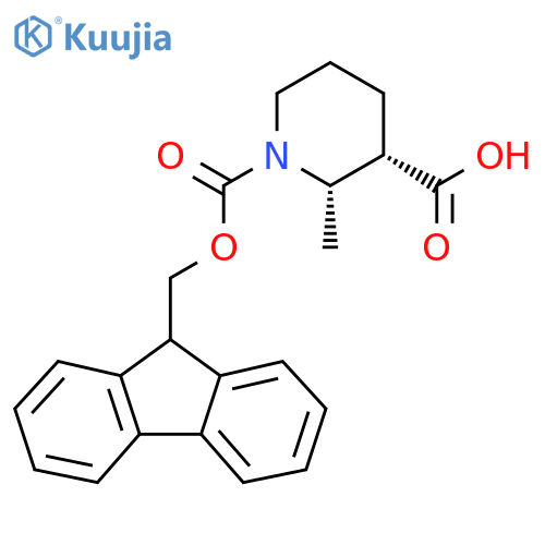 (2S,3S)-1-(9H-Fluoren-9-ylmethoxycarbonyl)-2-methylpiperidine-3-carboxylic acid structure