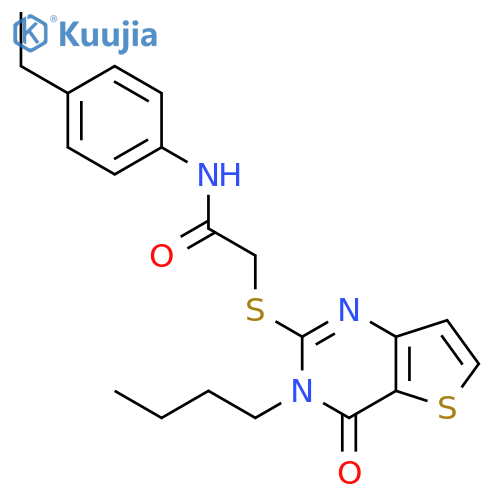 2-({3-butyl-4-oxo-3H,4H-thieno[3,2-d]pyrimidin-2-yl}sulfanyl)-N-(4-ethylphenyl)acetamide structure