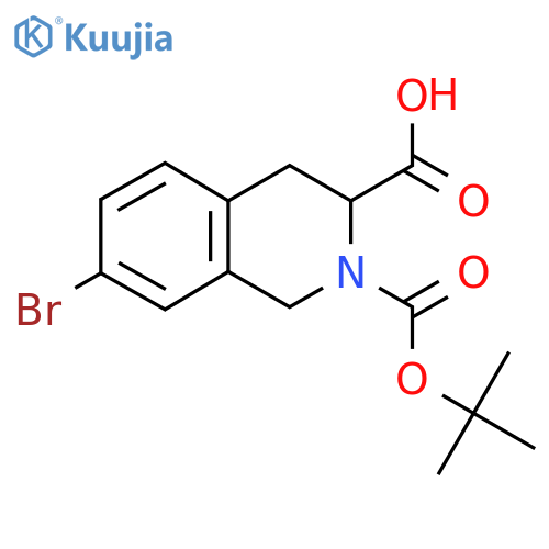 7-bromo-2-(tert-butoxy)carbonyl-1,2,3,4-tetrahydroisoquinoline-3-carboxylic acid structure