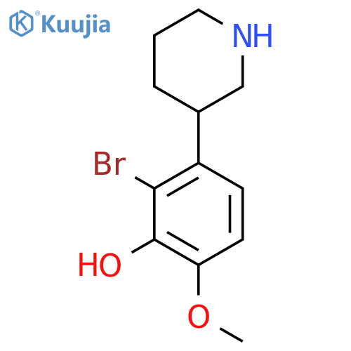2-bromo-6-methoxy-3-(piperidin-3-yl)phenol structure