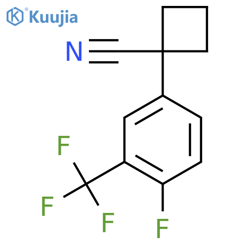 1-4-fluoro-3-(trifluoromethyl)phenylcyclobutane-1-carbonitrile structure