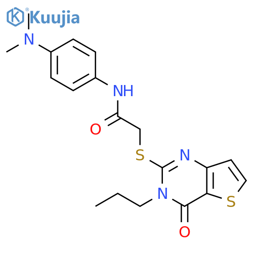 N-[4-(dimethylamino)phenyl]-2-({4-oxo-3-propyl-3H,4H-thieno[3,2-d]pyrimidin-2-yl}sulfanyl)acetamide structure
