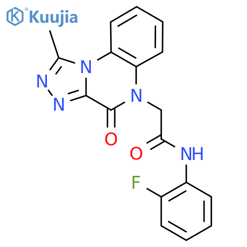 N-(2-fluorophenyl)-2-{1-methyl-4-oxo-4H,5H-[1,2,4]triazolo[4,3-a]quinoxalin-5-yl}acetamide structure