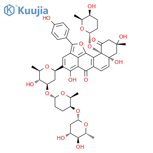 5H-Benz[7,8]anthra[9,1-bc]furan-5,12(9H)-dione,4-[2,6-dideoxy-3-O-[(2S,5S,6S)-5-[(2,6-dideoxy-b-D-arabino-hexopyranosyl)oxy]tetrahydro-6-methyl-2H-pyran-2-yl]-b-D-arabino-hexopyranosyl]-8a,10,11,12a-tetrahydro-6,8a,10-trihydroxy-2-(4-hydroxyphenyl)-10-methyl-12a-[[(2S,5S,6S)-tetrahydro-5-hydroxy-6-methyl-2H-pyran-2-yl]oxy]-,(8aR,10R,12aS)- (9CI) structure