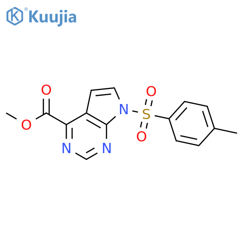 methyl 7-(4-methylbenzenesulfonyl)-7H-pyrrolo[2,3-d]pyrimidine-4-carboxylate structure