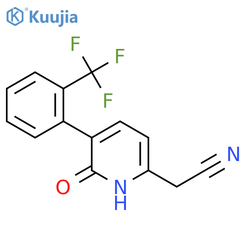 2-Hydroxy-3-(2-(trifluoromethyl)phenyl)pyridine-6-acetonitrile structure