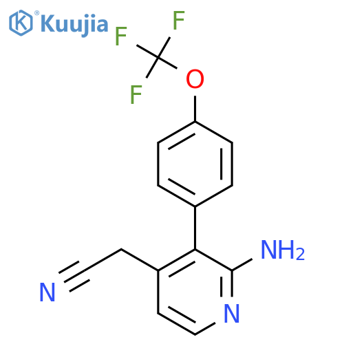 2-Amino-3-(4-(trifluoromethoxy)phenyl)pyridine-4-acetonitrile structure