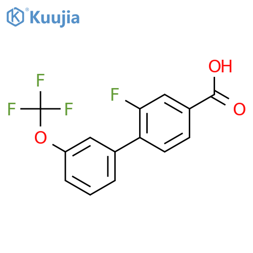 3-Fluoro-4-(3-trifluoromethoxyphenyl)benzoic acid structure