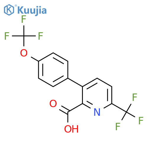 3-(4-(Trifluoromethoxy)phenyl)-6-(trifluoromethyl)picolinic acid structure