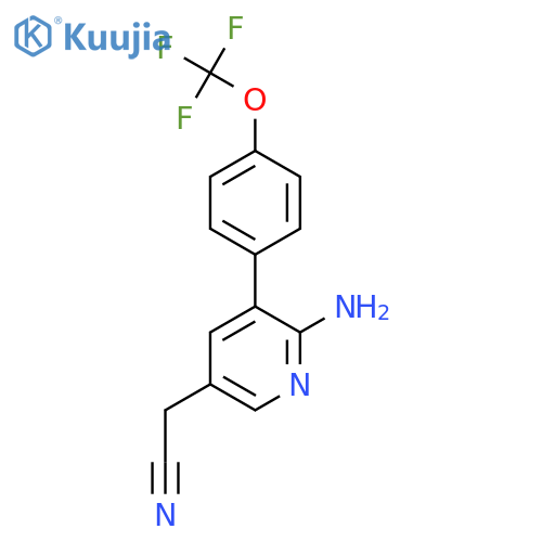 2-Amino-3-(4-(trifluoromethoxy)phenyl)pyridine-5-acetonitrile structure