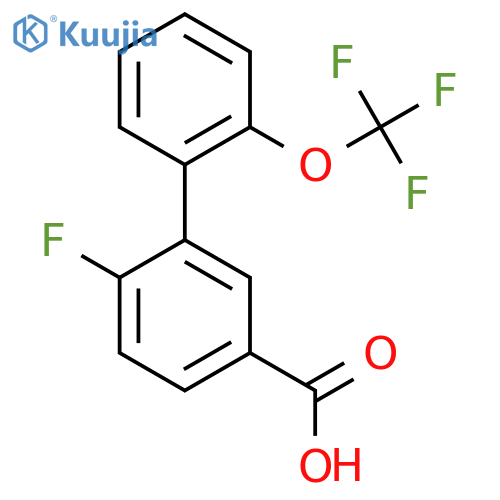 6-Fluoro-2'-(trifluoromethoxy)biphenyl-3-carboxylic acid structure