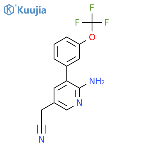 2-Amino-3-(3-(trifluoromethoxy)phenyl)pyridine-5-acetonitrile structure