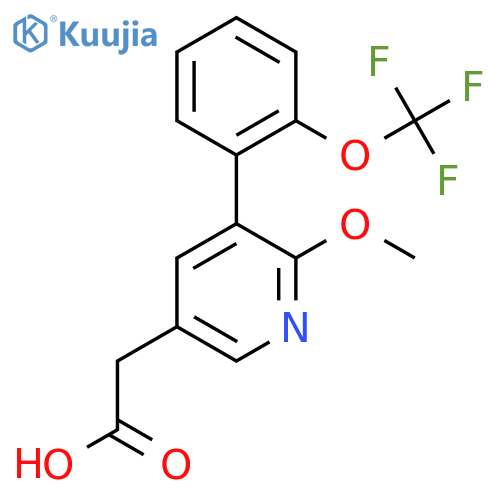 2-Methoxy-3-(2-(trifluoromethoxy)phenyl)pyridine-5-acetic acid structure