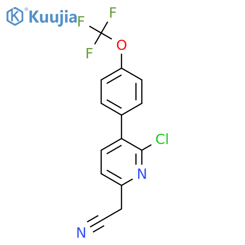 2-Chloro-3-(4-(trifluoromethoxy)phenyl)pyridine-6-acetonitrile structure