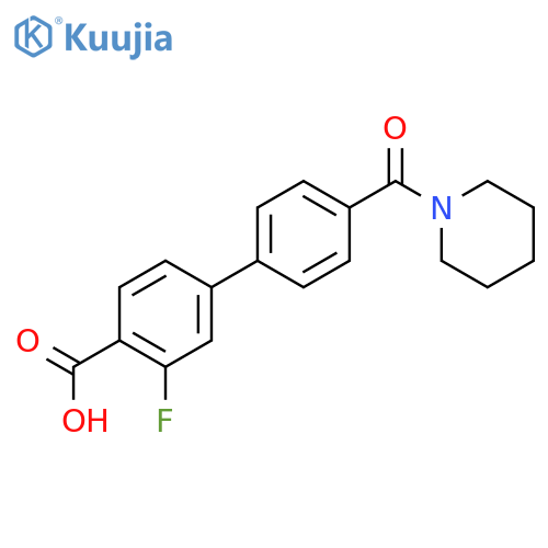 2-fluoro-4-[4-(piperidine-1-carbonyl)phenyl]benzoic Acid structure