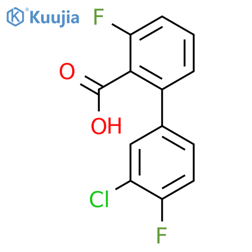 2-(3-Chloro-4-fluorophenyl)-6-fluorobenzoic acid structure