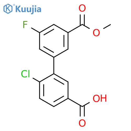 4-Chloro-3-(3-fluoro-5-methoxycarbonylphenyl)benzoic acid structure