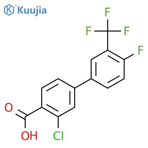 2-Chloro-4-(4-fluoro-3-trifluoromethylphenyl)benzoic acid structure